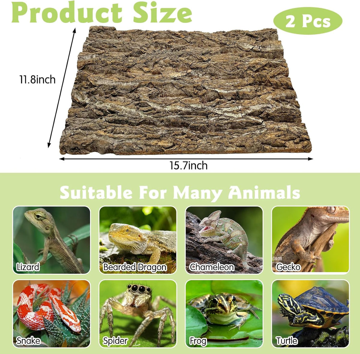 10PCS Cork Tile Background Bark 7.9”Lx7.9”W Reptile Tank Background - 2PCS - 15.7" x 11.8" - image 2