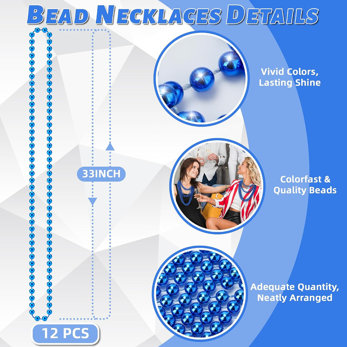 YAXINRUI 120 PCS St. Patricks Day Necklaces - Blue / 12 Pcs - image 3
