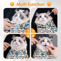 27.6" Large Cat Grooming Wrap, Cat Grooming Supplies, Cat Wrap for Cutting Nails, Self-Adhesive Cat Grooming Bag for Cats Within 15lbs Cat Restraint for Nail Clipping, Medicine Taking(Yellow)