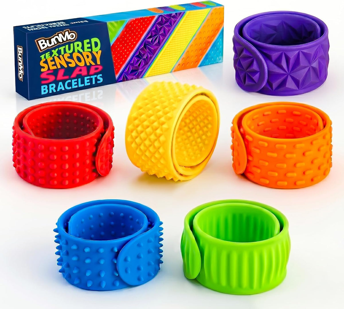 BUNMO Stretchy Strings, Stimulating & Fun Fidget Toys for Kids - Sensory Bracelet - 6 Pack