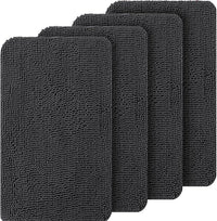 OLANLY Dog Door Mat Set 4-Piece 24x16, Absorbs Moisture and Dirt, Absorbent Non-Slip Washable Doormat, Quick Dry Chenille Mud Mat for Dogs, Entry Indoor Entryway Carpet for Inside Floor, Dark Grey
