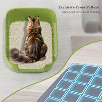 Vealind Large Cat Litter Box High Sided Entry Cat Litter Pan 50 x 40 - Green - image 4
