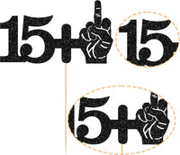 Ephlyn 1Pc 49+1 Black Glitter Cake Topper 50th Birthday Party Cake - 16th-1Pcs / Black - image 2
