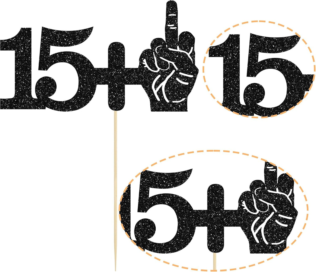 Ephlyn 1Pc 49+1 Black Glitter Cake Topper 50th Birthday Party Cake - 16th-1Pcs / Black - image 2