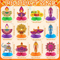 Moinchore 12 Diwali honeycomb table centerpieces with colorful 3D designs - view 38