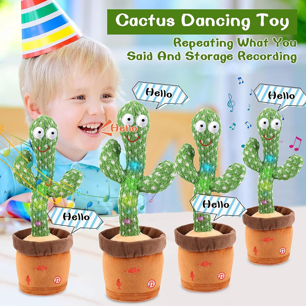 Emoin Adjustable Volume Control Dancing Cactus Toy Talking Cactus Toy - A-Dancing Cactus-Volume adjustment - image 4