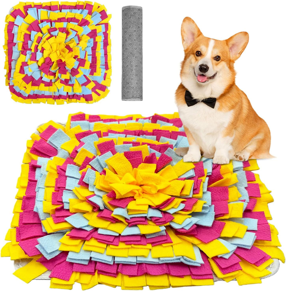 Snuffle Mat for Dogs, Adjustable Interactive Puzzle Toy - Yellow-35 cm - image 2