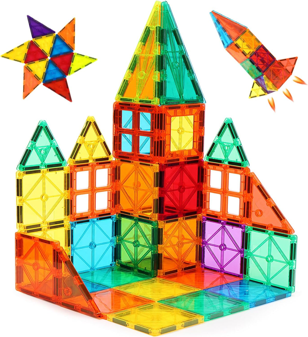 FNJO Magnetic Tiles, 100PCS STEM Building Blocks Toy Set for Kids – Fun for Kids & Family - 52PCS