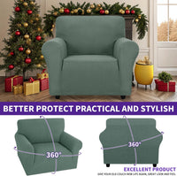 Super Stretch Couch Cover Universal Sofa Covers with Elastic Bottom - Pea Green / Small (30"-47") - image 3