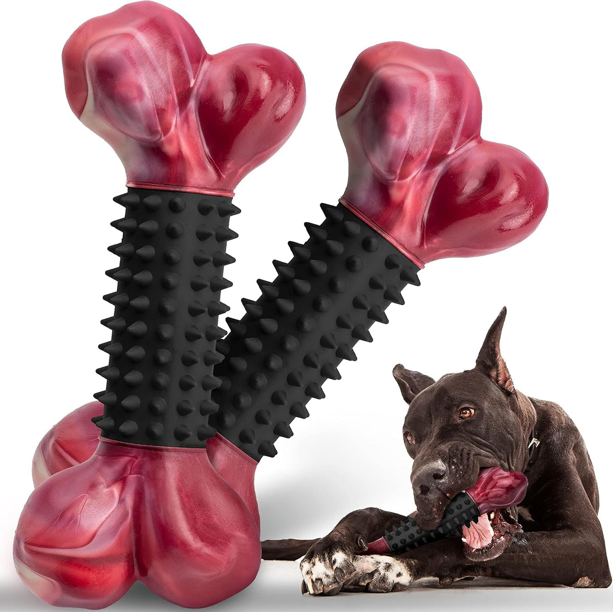 Tough Dog Toys for Aggressive Chewers: Beef Flavored Long Lasting Dog - 2 PC-Bacon-Black