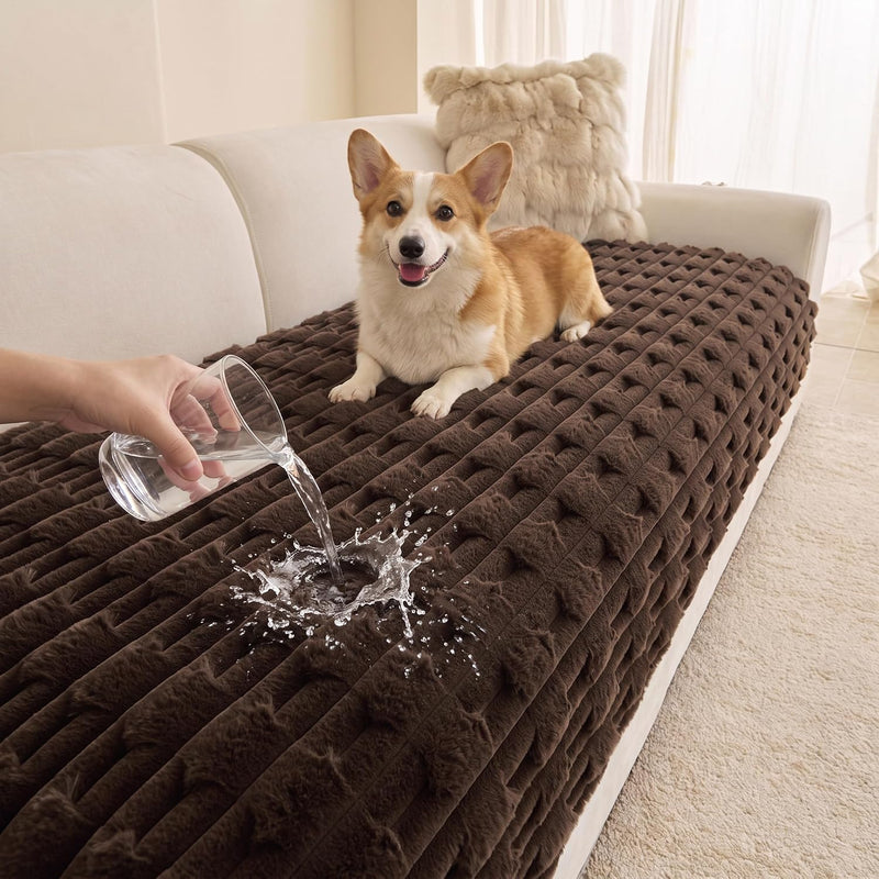 MYSKY HOME Waterproof Couch Covers for Dogs Washable, 35"x71" - 35" x 63" / Chocolate