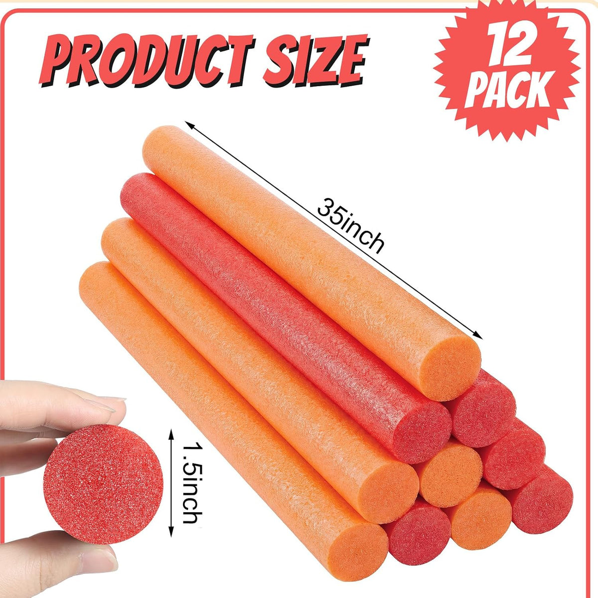 Kathfly 12 pack solid foam pool noodles, 1.5 x 35 inch, white - view 13