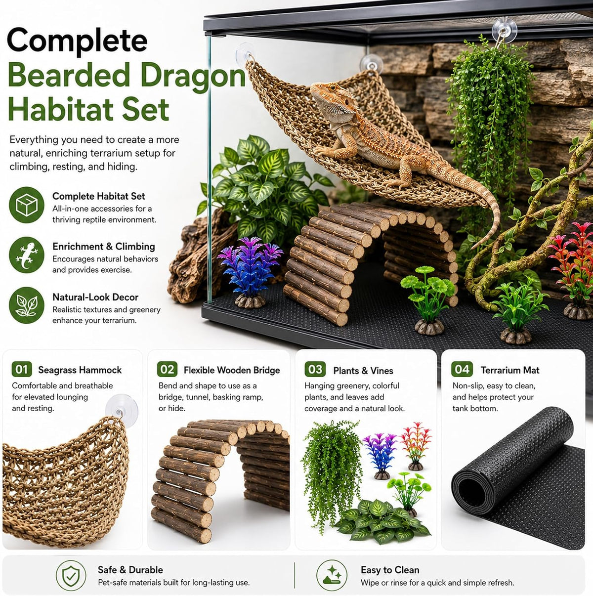 HERCOCCI Bearded Dragon Tank Accessories - Large - image 2