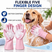 NVNAN Silicone Pet Washing Gloves with High-Density Teeth for Dogs - Pink - image 4