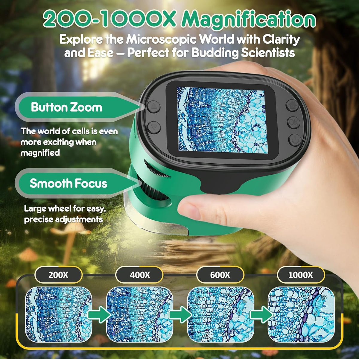 Kids Digital Microscope Science Gift: Complete STEM Toy Kit for Ages - Green - image 2