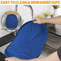 Hubulk 100% Waterproof Silicone Pet Feeding Mat with Raised Edge - Navy Blue / 24"L x 16"W - image 4