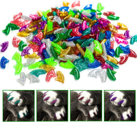 VICTHY 10 Colors | 100pcs Cat Nail Caps Glitter Cat Claw Caps Kitten Caps with Adhesives - Extra Small