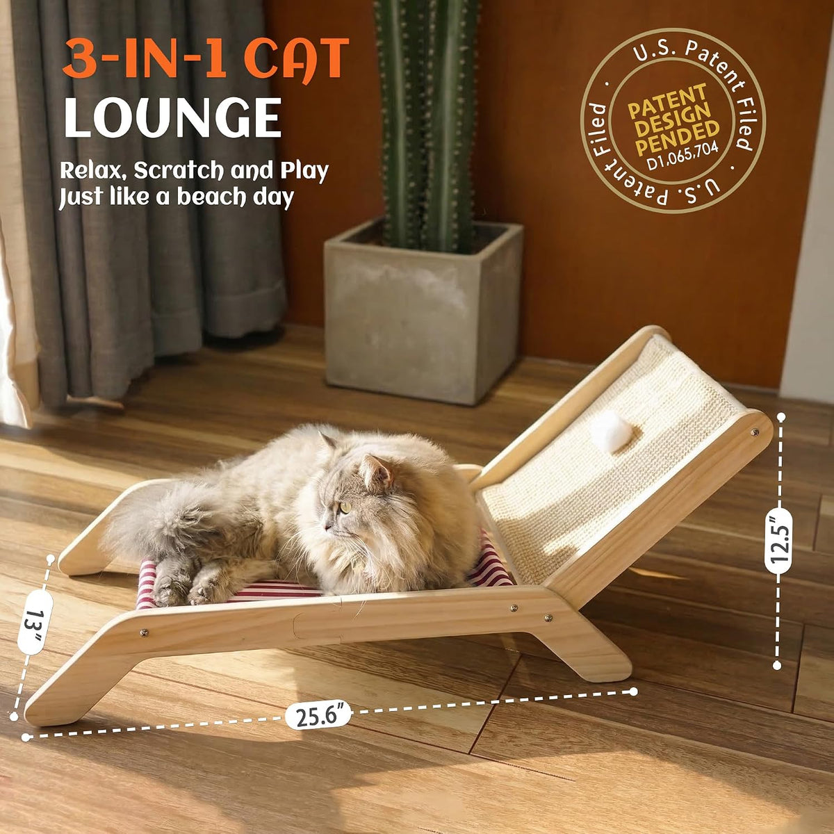 PETKARAY Beach Chair Cat Hammock - Red / Beach Chair - image 3