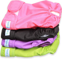 Teamoy Female Dog Diapers, Washable Doggie Period Diaper - L2 (Pack of 4) / Black+ Purple+ Green+ Rose Red (4pcs)