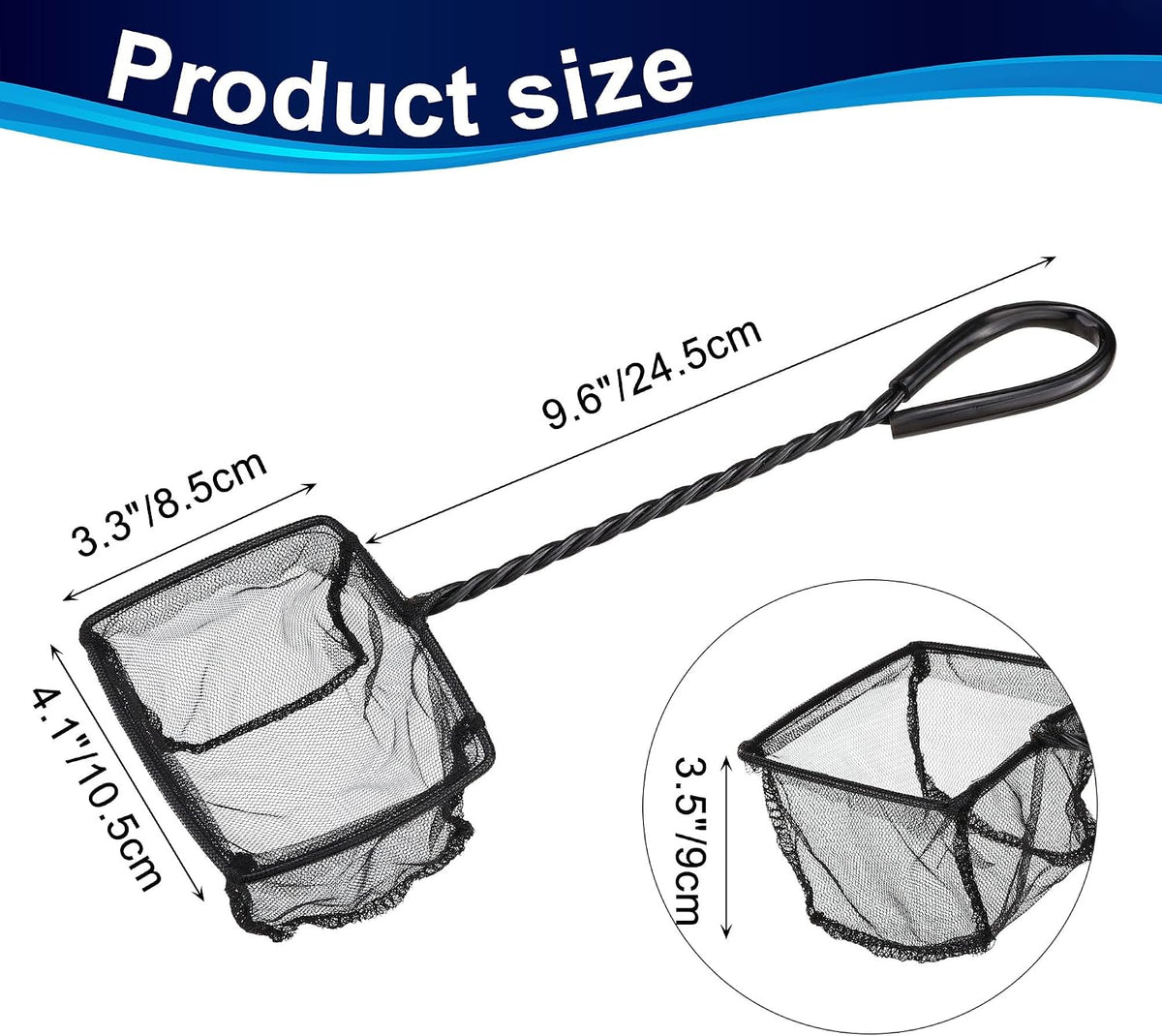 Mogoko 2 Pack Aquarium Net Fish Net Small Net Multi-Size Fine Mesh - 3. Black / 4 Inch - image 2