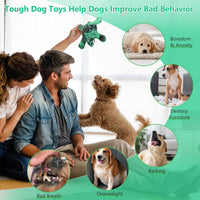 Letsmeet Plush Dog Toy with Crinkle Paper and Ropes - Green1 - image 3