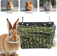2PCS Rabbit Hay Feeder with Heavy-Duty Metal Frame Guinea Pig Hay - Black-1PCS - image 4