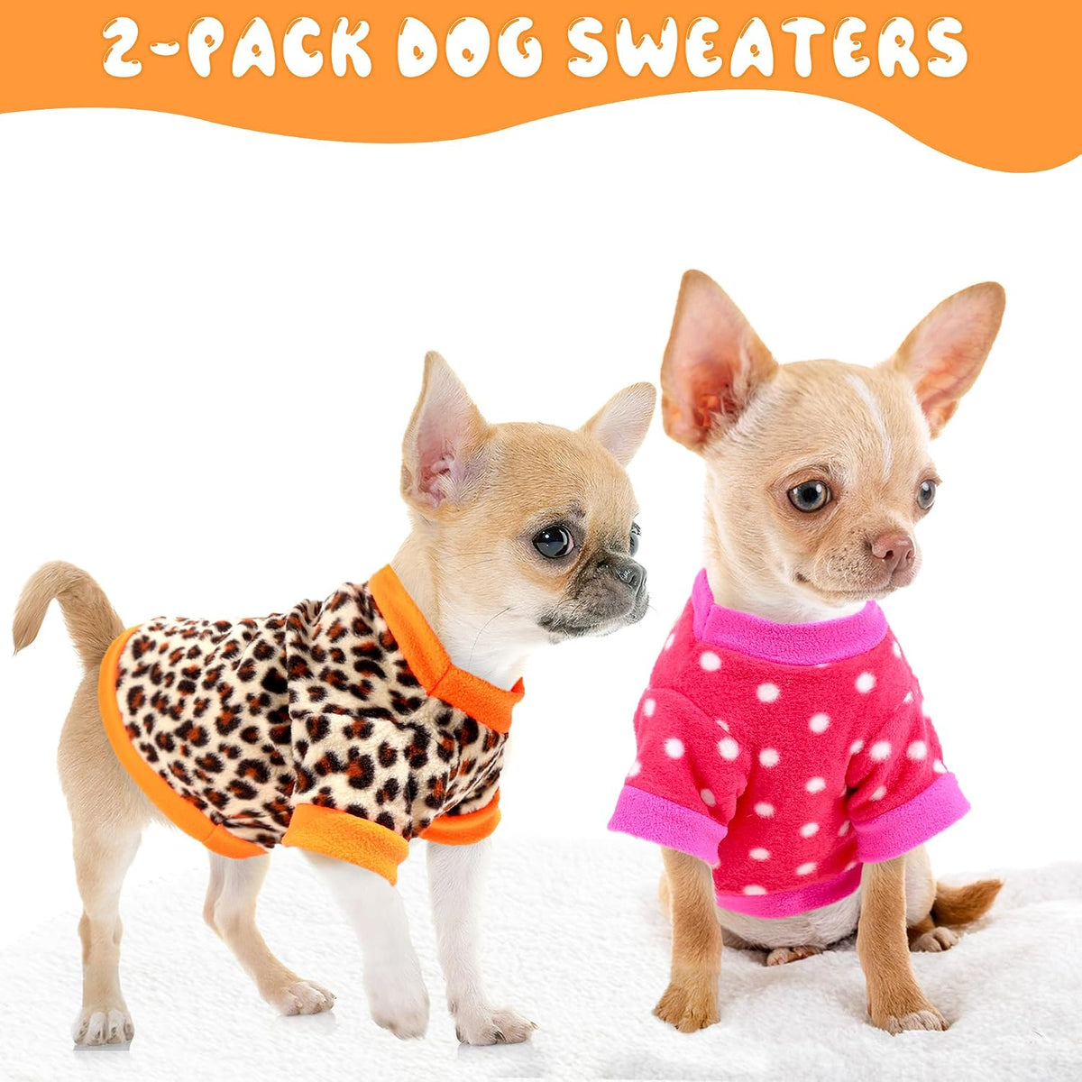 Friofmuy 2-piece fleece dog sweaters for small dogs in four print options - view 4