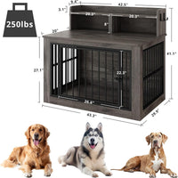 IRONCK Dog Crate Furniture, Heavy Duty Pet Crate for Large Dog - 30.0"L x 43.3"W x 41.8"H / Grey - image 2