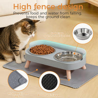 Elevated Cat Bowls Set - Raised Cat Food and Water Bowl Set with Non Slip Stand - Pet Feeding - Grey - image 2