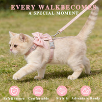 Tensho Pink Bow Cat Harness and Leash Set, Escape Proof - Pink Bow / S - image 2