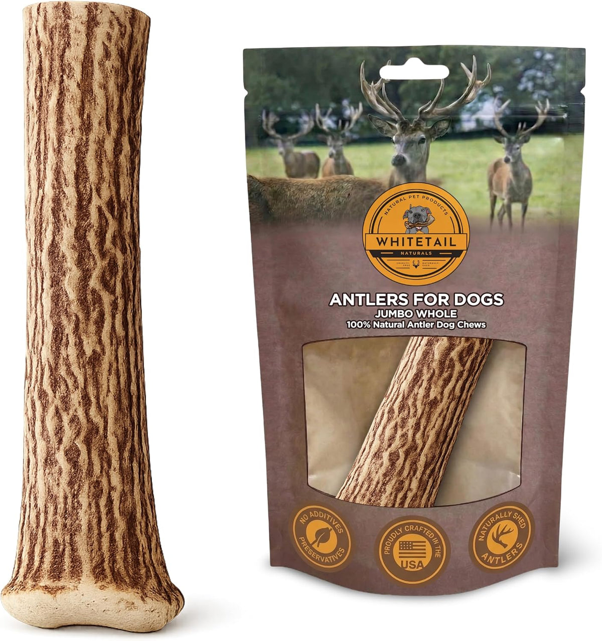 WhiteTail Naturals 12 Pack Whole Deer Antlers for Petite Dogs Up - Jumbo (Pack of 1)