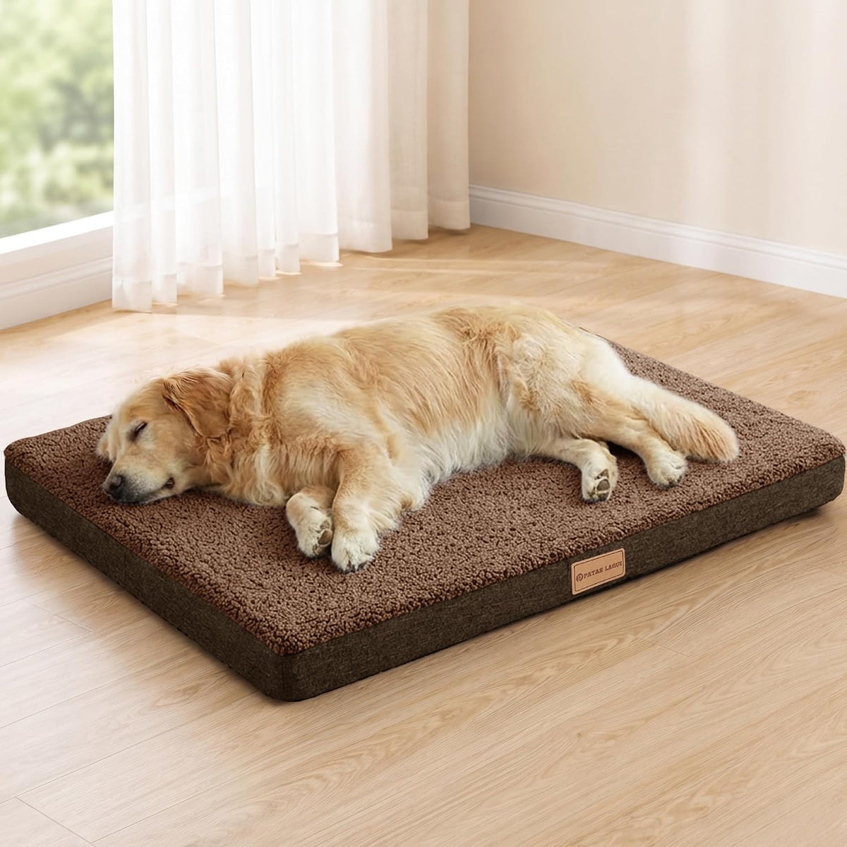 Patas Lague Orthopedic Large Dog Bed Washable Pet Sofa Mat 36''X24'' - 36"L x 24"W x 3.5"Th / Brown