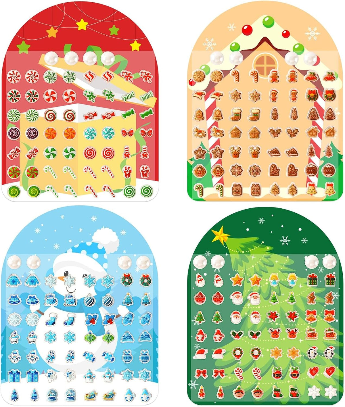 AUGSUN 240 Pcs Halloween Stick on Earrings for Little Girls – Fun for Kids & Family - Christmas Style A