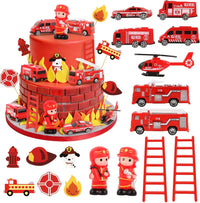 44PCS Halloween Cake Toppers with Spider Bat Castle Pumpkin Skull - Fire Truck