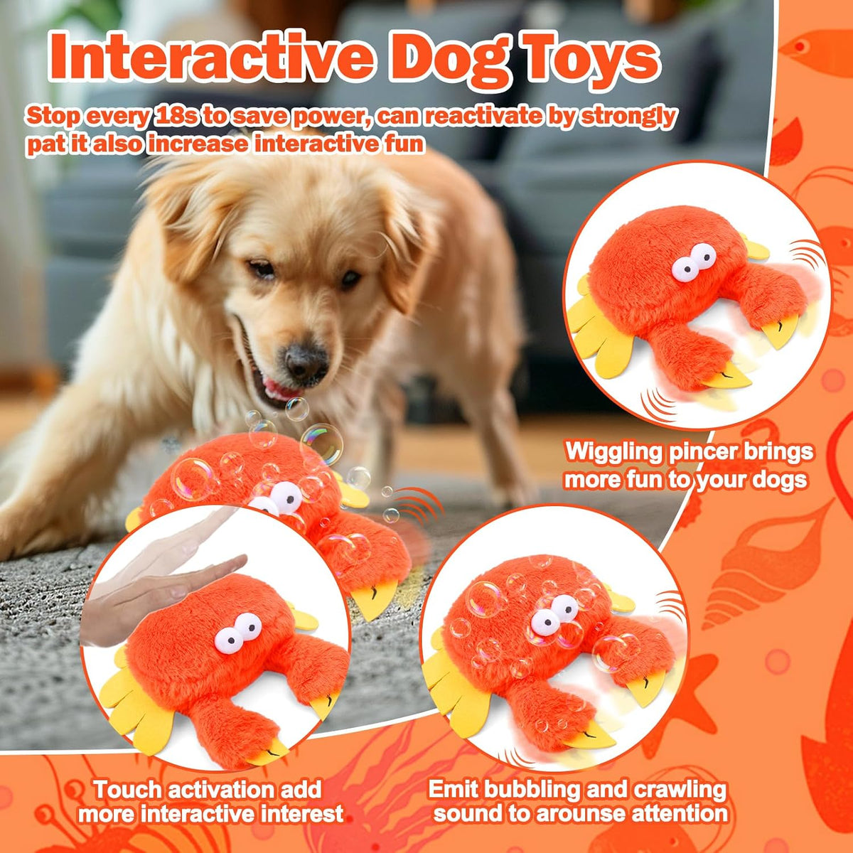 Mity rain Interactive Lobster Dog Toy – Essentials for Dogs - Crab - image 2
