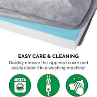 Furhaven Cooling Gel Dog Bed for Large Dogs w/ Removable Bolsters & Washable Cover, For Dogs Up to 95 lbs - Faux Fur & Velvet Sofa - Smoke Gray, Jumbo/XL