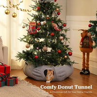 PEQULTI Beige Donut Cat Tunnel Bed Washable Plush Mat Multi for Small - New Gray - image 2