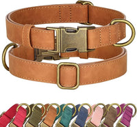 Didog Soft PU Leather Dog Collar, Stylish Quick Released Dog Collars for Large Dogs, Easy Clean Adjustable Pet Collar for Daily Walking, Light Brown, XL Fit 17-27" Neck