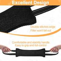 Dog Tug Toy, Dog Bite Jute Pillow Pull Toy with 2 Strong Handles - Dark Black / Line - image 4