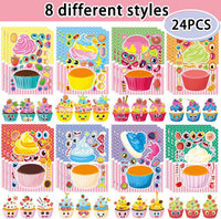 24 Sheets Make a Face Stickers for Kids Toddlers Party Favors Crafts – Fun for Kids & Family - Cupcake - image 2