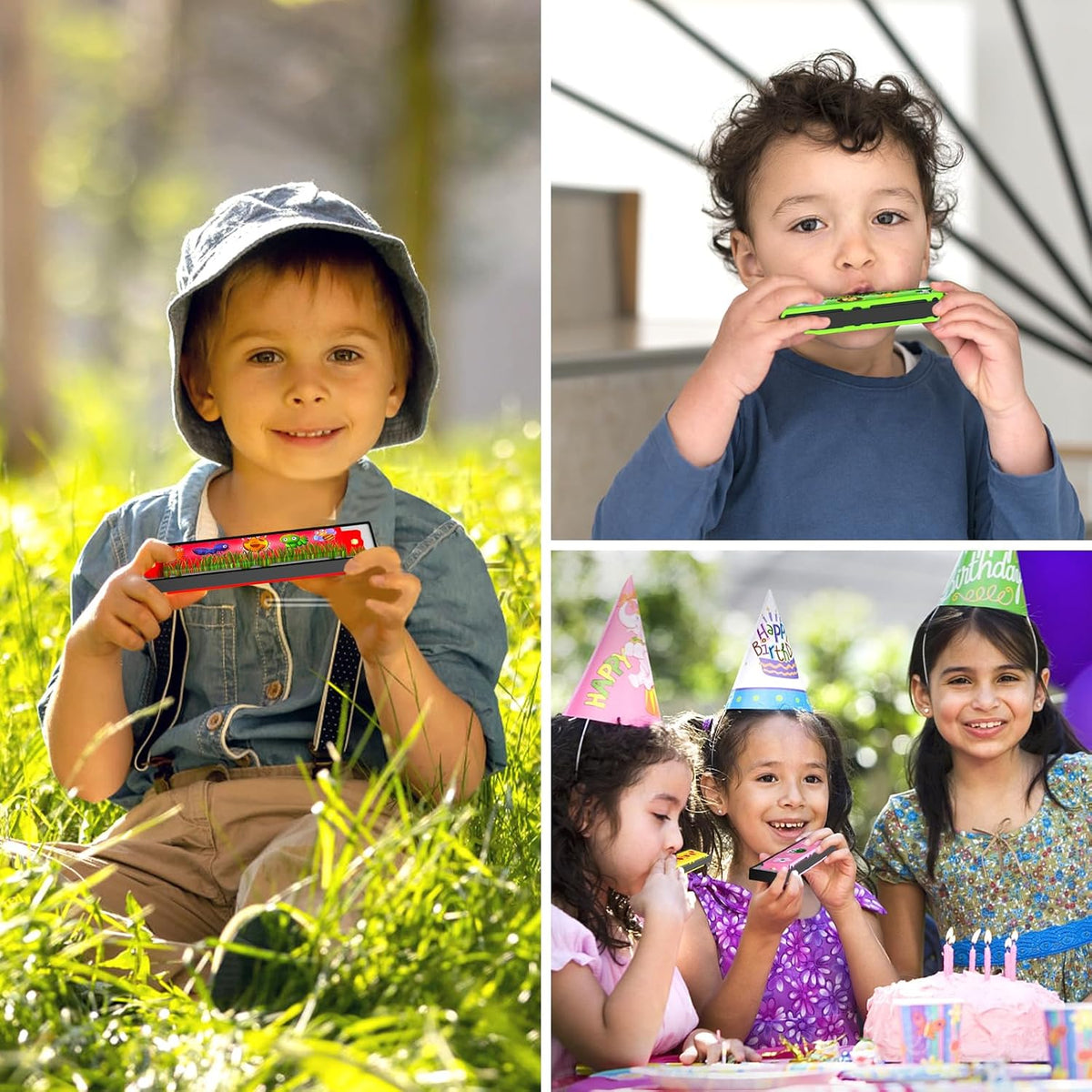 Wholelovein kids harmonicas, 20 colorful double row harmonicas with cartoon animal prints - view 9
