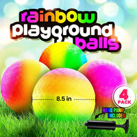 8.5-Inch Rainbow Playground Ball with Hand Pump for Kickball - 8.5-Inch - Pack of 4 - image 2