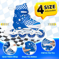 Nattork adjustable inline skates for kids with light-up wheels and checkerboard upper - view 24