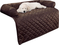 Couch Cover for Dogs - 35x35 Pet Furniture Protector with Memory Foam Neck Bolster, Quilted Fabric - Brown / Large