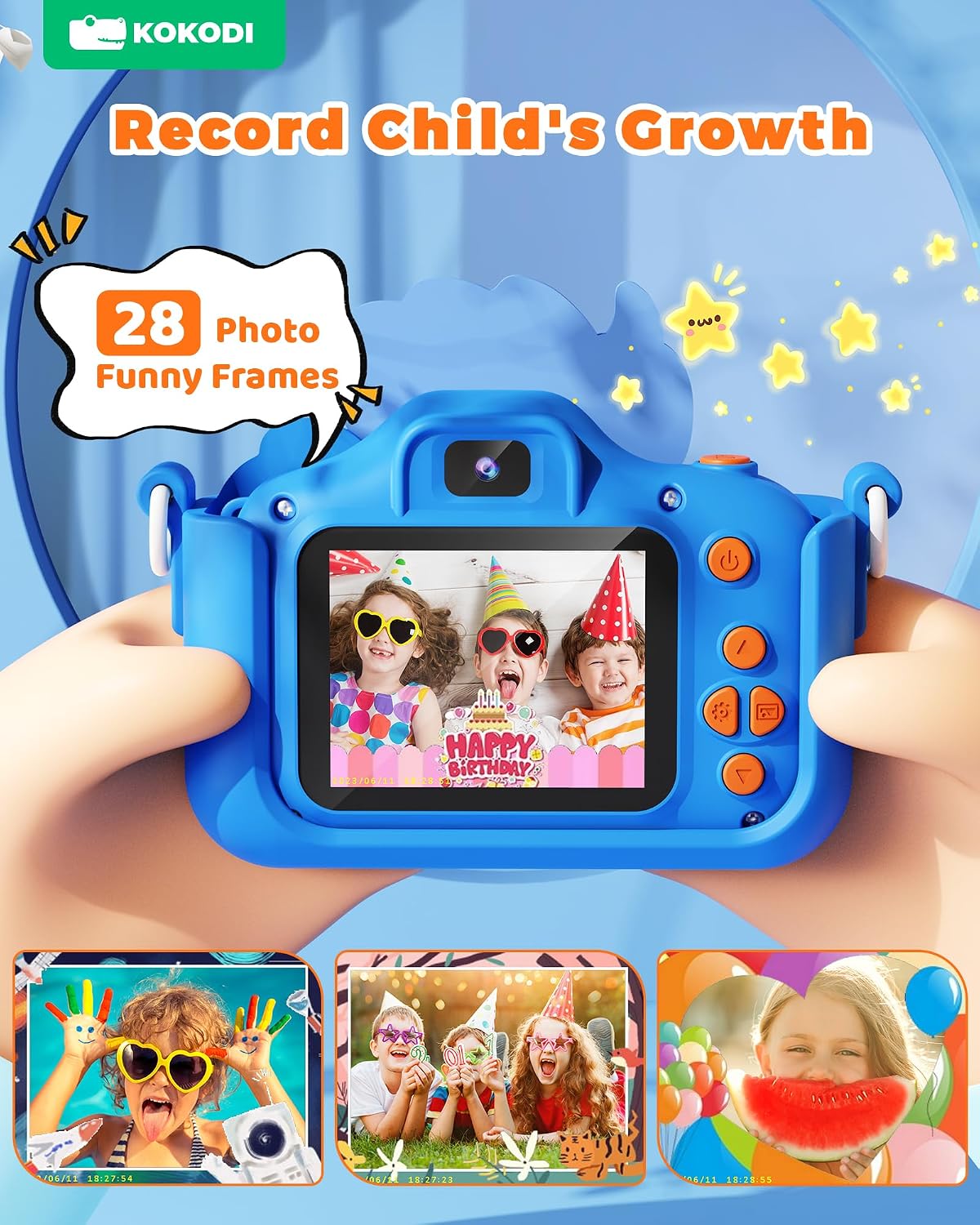 KOKODI Kids Camera Toy Digital Camera for Kids - Dinosaur-Blue - image 3