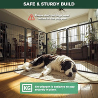 FXW Homeplus Unleashed Indoor Dog Playpen - Stress-Free and Safe Play, Heavy Duty 40 Inch 12 Wire Panels Dog Pen for Medium and Large Dogs, Black│Patented