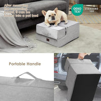 EHEYCIGA Dog Stairs for Small Dogs 13.5" H, 3-Step Dog Steps for Couch Sofa and Chair, Pet Steps for Medium Cats, Non-Slip Balanced Pet Ramp Indoor, Light Grey