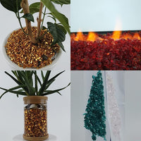 TWINKLING High Luster Fire Glass Gravel Stone Glitter,Broken Glass,Fire Gems Chips,Crushed Glass for Fire Pit Crafts Resin Art Aquarium Garden Decoration,3-6mm,1-Pound Jar (Light Blue)