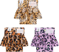 CuteBone Female Dog Diapers with Skirts 3 Pack Reusable Puppy Dresses - Color leopard skirts 3pcs / L