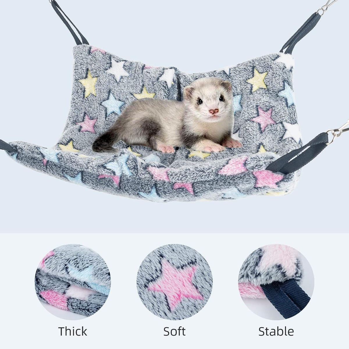 Niteangel Hanging Hammock Nap Sack Swing Bag Pet Sleeper for Ferret - Cream / Stars - image 3
